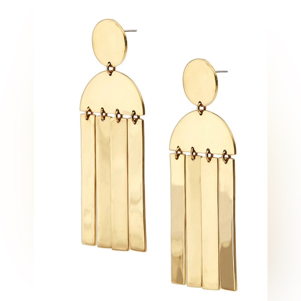 $158 Soko Karamu Horn Hoop Earrings 24K Gold Plated/Natural